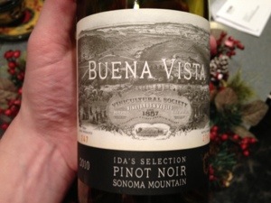 2010 Buena Vista Ida's Selection Pinot Noir, Sonoma, California, USA.