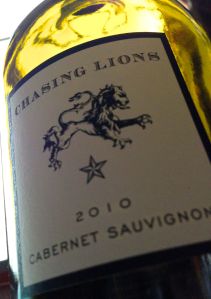 Chasing Lions 2010 Cabernet Sauvignon, Napa Valley, California, USA.