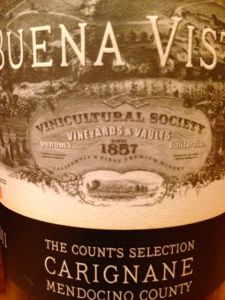 2011 Carignane, The Count's Selection, Mendocino County, Buena Vista, California, USA.