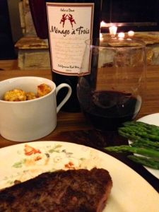 2012 Menage a Trois, California Red Wine, Folie a Deux Winery, Napa Valley, California, USA.