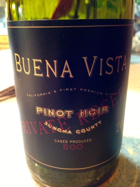 2012 Pinot Noir Private Reserve, Buena Vista, Sonoma, California, USA.