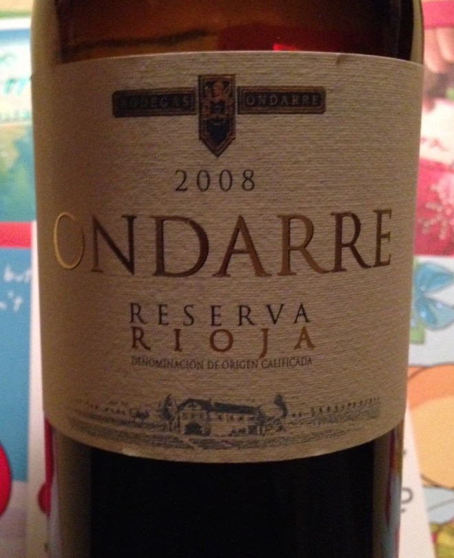 2008 Ondarre Reserva Rioja, Spain.