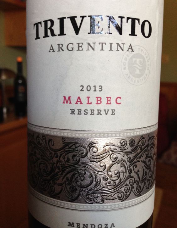 2013 Trivento Malbec Reserve, Mendoza, Argentina.