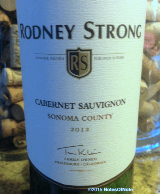 2012 Rodney Strong Cabernet Sauvigon, Sonoma County, California, USA.