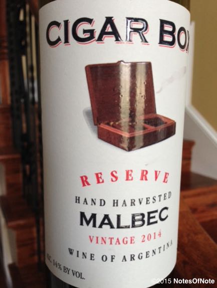 2014 Cigar Box Reserve Malbec, Argentina.