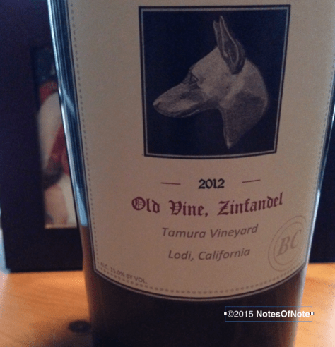 2012 Old Vine Zinfandel, Tamara Vineyards' Baron Cooper Wines, Lodi, California, USA.