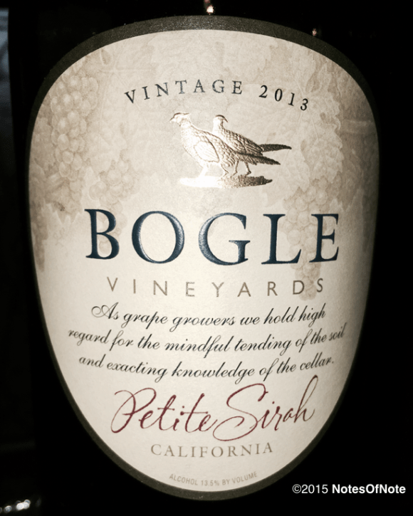 2013 Petite Sirah, Bogle Vineyards, Clarksburg, California, USA.