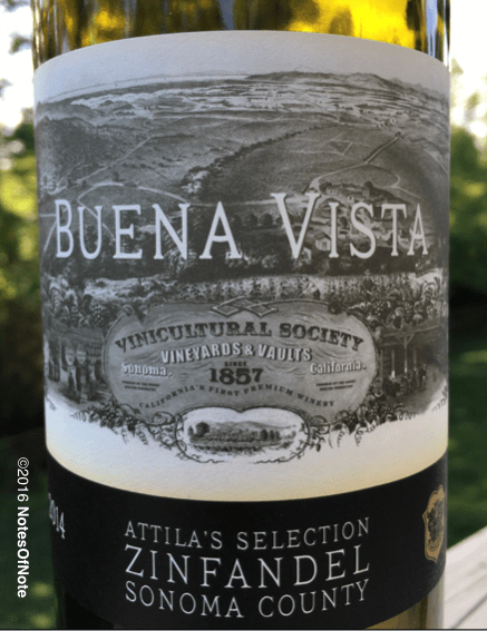 2014 Attila's Selection Zinfandel, Buena Vista Winery, Sonoma County, California, USA.
