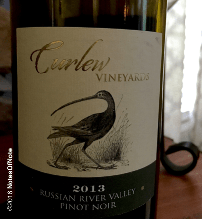 2013 Pinot Noir, Curlew Vineyards, Russian River Valley, California, USA.