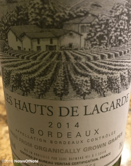 2014 Les Hauts De Lagarde Bordeaux White, Bordeaux, France.