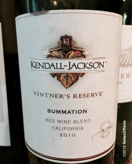 2010 Summation Red Blend, Vintner's Reserve, Kendall-Jackson, Santa Rosa, California, USA.