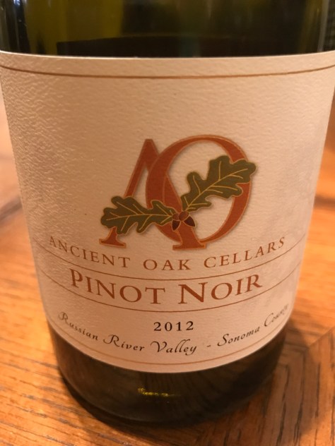 2012 Pinot Noir, Ancient Oak Cellars, Russian River Valley, Sonoma, California, USA.