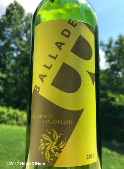 2015 Sauvignon Colombard, Domaine de Ballade, Gascogne, France.