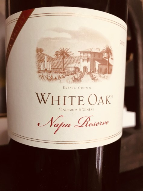 2012 Napa Reserve, White Oak Vineyards & Winery, Healdsburg, CA, USA.