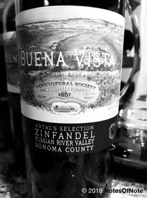 2015 Antal's Selection Zinfandel, Buena Vista Winery, Russian River Valley, Sonoma, California, USA.