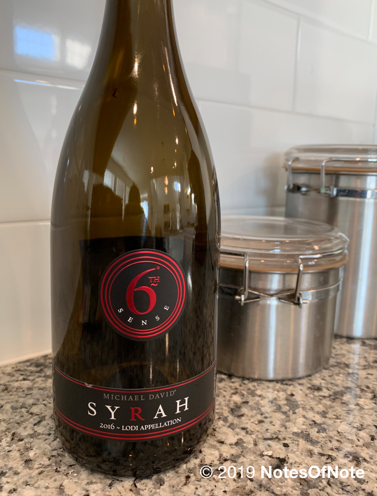 2016 6th Sense Syrah, Michael David Winery, Lodi, California, USA.