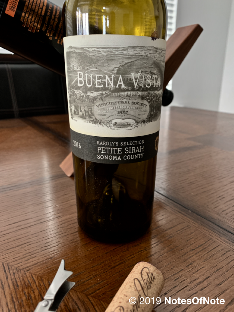2016 Karoly’s Selection Petite Sirah, Buena Vista Winery, Sonoma County, California, USA.