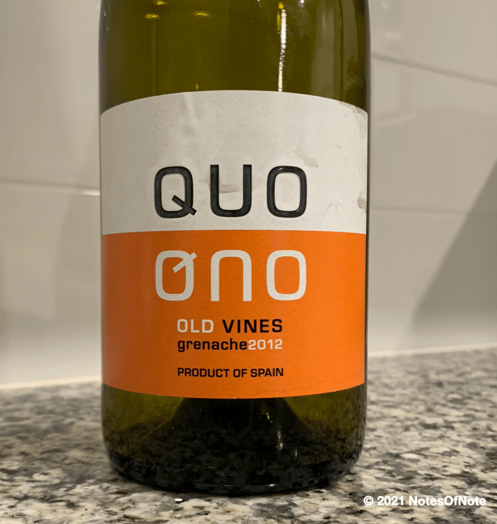 2012 Old Vine Grenache, Quo Ono, Campo de Borja, Spain.