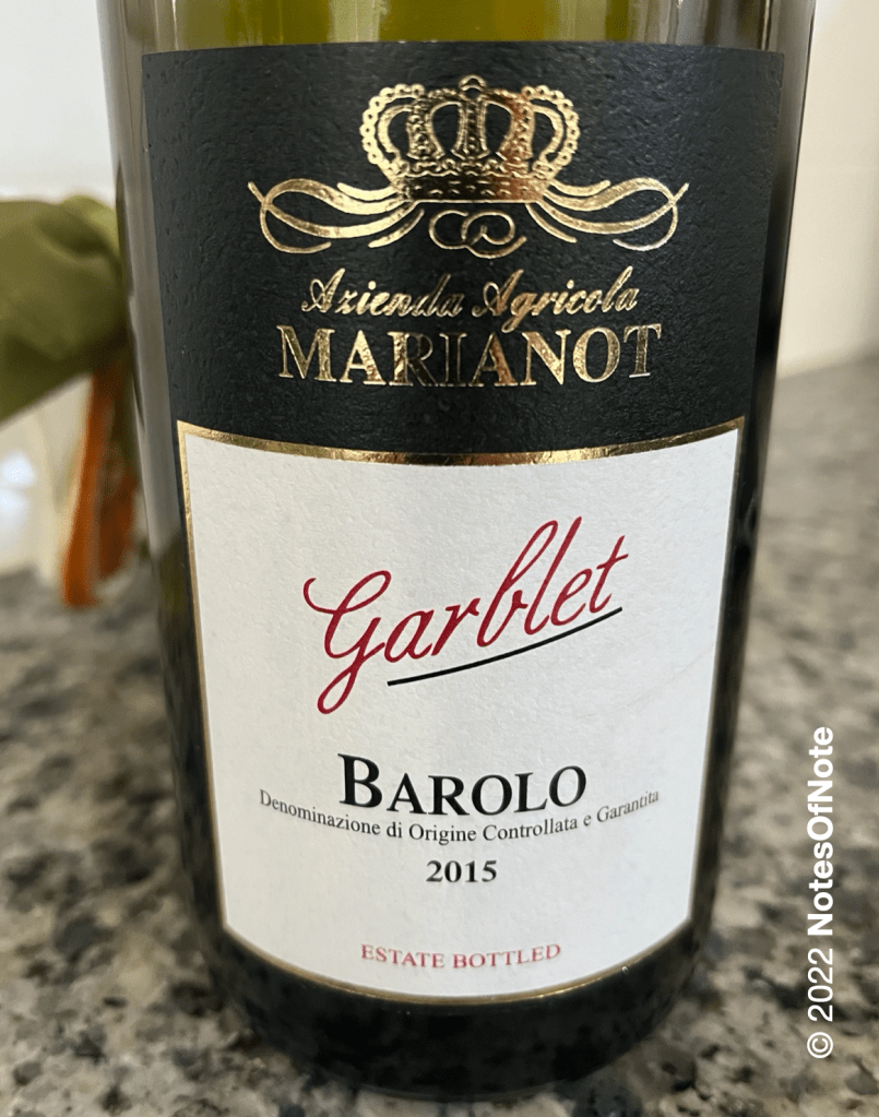 2015 Azienda Agricola Marianot, Garblet, Barolo, Italy.