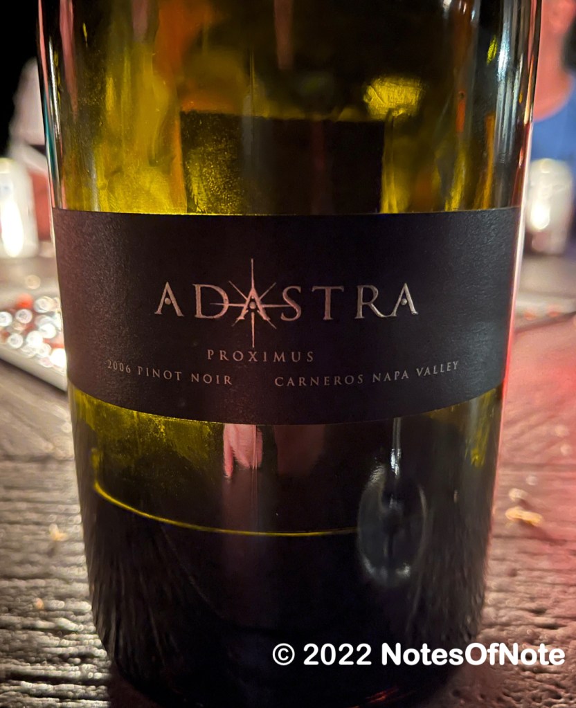 2006 Proximus Pinot Noir, Adastra Wines, Carneros Napa Valley, California, USA.