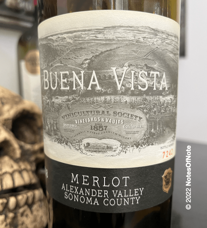 2018 Alexander Valley Merlot, Buena Vista Winery, Sonoma County, California, USA.